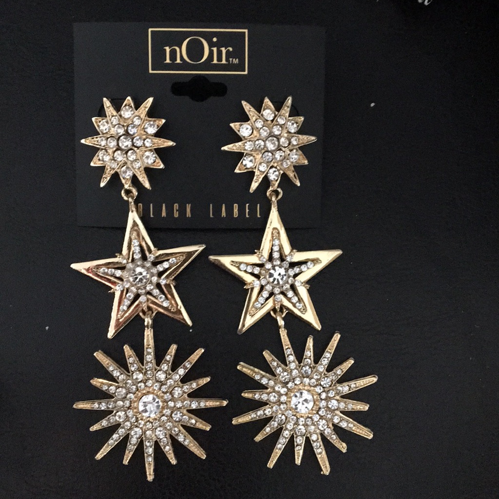 Noir Starbursts & Crystal Star Fab Statement Earri